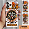 Maxcorners Darts Phone Case Cute Target Board Mascot Holding Beer Mug Flying Arrows Halftone Pattern Personalized Name Multi Options Cover (7 Colors)