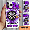 Maxcorners Darts Phone Case Cute Target Board Mascot Holding Beer Mug Flying Arrows Halftone Pattern Personalized Name Multi Options Cover (7 Colors)