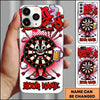 Maxcorners Darts Phone Case Cute Target Board Mascot Holding Beer Mug Flying Arrows Halftone Pattern Personalized Name Multi Options Cover (7 Colors)