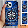 Maxcorners Darts Phone Case Single Arrow Hit Bullseye Geometric Stripes Smoke Clouds Hexagon Target Board Personalized Name Multi Options Cover (7 Colors)