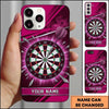 Maxcorners Darts Phone Case Single Arrow Hit Bullseye Geometric Stripes Smoke Clouds Hexagon Target Board Personalized Name Multi Options Cover (7 Colors)