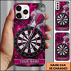 Maxcorners Darts Phone Case Steel Tip Arrow Bullseye Water Drops Camo Pattern Hexagon Mesh Target Board Personalized Name Multi Options Cover (7 Colors)