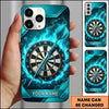 Maxcorners Darts Phone Case Flying Arrow Bullseye Fiery Flames Smoke Particles Geometric Frame Target Board Personalized Name Multi Options Cover (7 Colors)