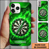 Maxcorners Darts Phone Case Flying Arrow Bullseye Fiery Flames Smoke Particles Geometric Frame Target Board Personalized Name Multi Options Cover (7 Colors)