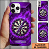 Maxcorners Darts Phone Case Flying Arrow Bullseye Fiery Flames Smoke Particles Geometric Frame Target Board Personalized Name Multi Options Cover (7 Colors)
