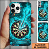 Maxcorners Darts Phone Case Steel Tip Arrow Hit Bullseye Fiery Smoke Explosive Rocks Hexagon Pattern Personalized Name Multi Options Cover (7 Colors)