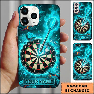 Maxcorners Darts Phone Case Steel Tip Arrow Hit Bullseye Fiery Smoke Explosive Rocks Hexagon Pattern Personalized Name Multi Options Cover (7 Colors)
