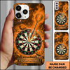 Maxcorners Darts Phone Case Steel Tip Arrow Hit Bullseye Fiery Smoke Explosive Rocks Hexagon Pattern Personalized Name Multi Options Cover (7 Colors)