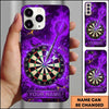 Maxcorners Darts Phone Case Steel Tip Arrow Hit Bullseye Fiery Smoke Explosive Rocks Hexagon Pattern Personalized Name Multi Options Cover (7 Colors)