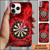 Maxcorners Darts Phone Case Steel Tip Arrow Hit Bullseye Fiery Smoke Explosive Rocks Hexagon Pattern Personalized Name Multi Options Cover (7 Colors)
