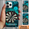 Maxcorners Darts Phone Case Pixel Digital Camouflage Pattern Cracked Concrete Wall Target Board Personalized Name Multi Options Cover (7 Colors)