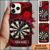 Maxcorners Darts Phone Case Pixel Digital Camouflage Pattern Cracked Concrete Wall Target Board Personalized Name Multi Options Cover (7 Colors)