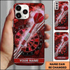 Maxcorners Darts Phone Case Camo Steel Arrow Hit Bullseye Smoke Clouds Metallic Plate Target Board Personalized Name Multi Options Cover (7 Colors)