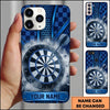 Maxcorners Darts Phone Case Checkerboard Pattern Hexagon Grid Smoke Blast Steel Arrow Target Board Personalized Name Multi Options Cover (7 Colors)