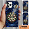 Maxcorners Darts Phone Case Marble Texture Geometry Lines Steel Arrow Hit Bullseye Smoke Clouds Personalized Name Multi Options Cover (7 Colors)