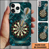 Maxcorners Darts Phone Case Marble Texture Geometry Lines Steel Arrow Hit Bullseye Smoke Clouds Personalized Name Multi Options Cover (7 Colors)