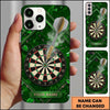 Maxcorners Darts Phone Case Marble Texture Geometry Lines Steel Arrow Hit Bullseye Smoke Clouds Personalized Name Multi Options Cover (7 Colors)
