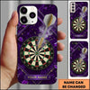 Maxcorners Darts Phone Case Marble Texture Geometry Lines Steel Arrow Hit Bullseye Smoke Clouds Personalized Name Multi Options Cover (7 Colors)
