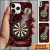 Maxcorners Darts Phone Case Marble Texture Geometry Lines Steel Arrow Hit Bullseye Smoke Clouds Personalized Name Multi Options Cover (7 Colors)