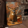 Maxcorners Smoking Deer with Cocktail Glasses Canvas – Funny Hunting Wall Art for Man Caves
