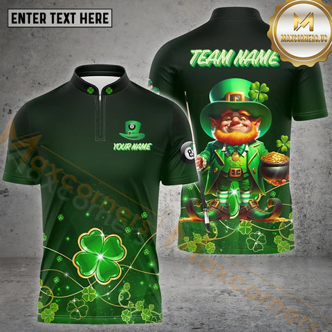 Maxcorners Saint Patrick's Billiard Customized Name, Team Name 3D Polo Shirt