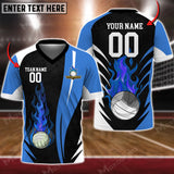 Maxcorners Volleyball Flame Ball Color Options Personalized 3D V-neck T-Shirt