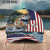 Maxcorners Pike Fishing Flag US Pattern  Personalized Classic 3D Cap