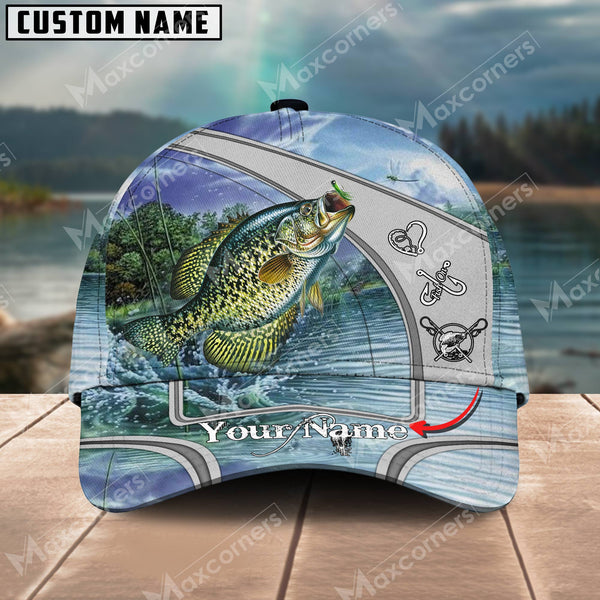 Maxcorners Fishing Personalized Classic 3D Cap (Large Mouth Bass, Walleye, Stripped Bass, Trout, Catfish, Crappie, Salmon, Pike)