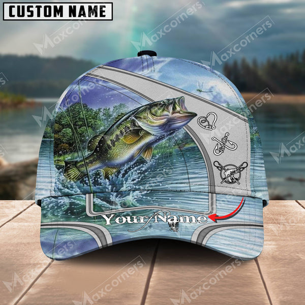 Maxcorners Fishing Personalized Classic 3D Cap (Large Mouth Bass, Walleye, Stripped Bass, Trout, Catfish, Crappie, Salmon, Pike)