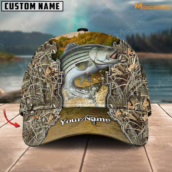 Maxcorners Fishing Leather Pattern Personalized Classic 3D Cap (Large Mouth Bass, Walleye, Stripped Bass, Trout, Catfish, Crappie, Salmon, Pike)