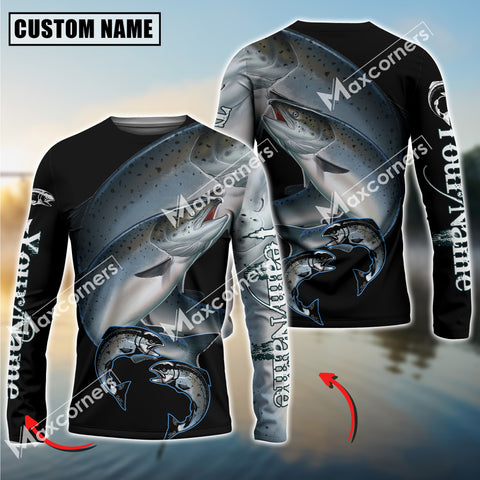 Maxcorner Chinook Fishing  Fishskin Pattern Personalized 3D Long Sleeve Shirt