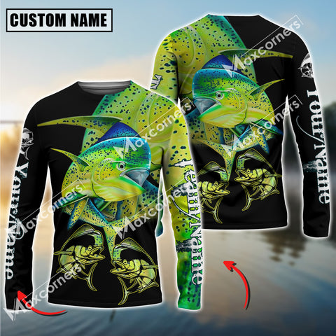 Maxcorner Mahi-Mahi Fishing  Fishskin Pattern Personalized 3D Long Sleeve Shirt