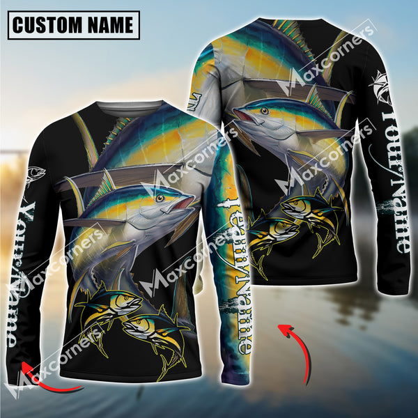 Maxcorner Tuna Fishing  Fishskin Pattern Personalized 3D Long Sleeve Shirt