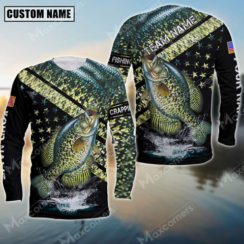 Maxcorner Crappie Fishing Red Line Pattern Personalized 3D Long Sleeve Shirt