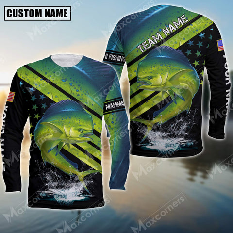 Maxcorner Mahi-Mahi Fishing Red Line Pattern Personalized 3D Long Sleeve Shirt