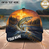 Maxcorners Fishing Christian Cross Sunset River Personalized Name 3D Cap (12 Fish Species)