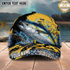 Maxcorners Fishing Gold Splash Camo Bold Catch Personalized Name 3D Cap (12 Fish Species)
