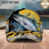 Maxcorners Fishing Gold Splash Camo Bold Catch Personalized Name 3D Cap (12 Fish Species)