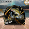 Maxcorners Fishing Black Gold Abstract Splash Personalized Name 3D Cap (12 Fish Species)