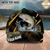 Maxcorners Fishing Black Gold Abstract Splash Personalized Name 3D Cap (12 Fish Species)