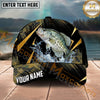 Maxcorners Fishing Black Gold Abstract Splash Personalized Name 3D Cap (12 Fish Species)