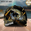 Maxcorners Fishing Black Gold Abstract Splash Personalized Name 3D Cap (12 Fish Species)