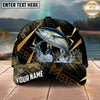 Maxcorners Fishing Black Gold Abstract Splash Personalized Name 3D Cap (12 Fish Species)