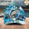 Maxcorners Fishing Aqua Water Swirl Splash Personalized Name 3D Cap (12 Fish Species)