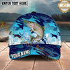 Maxcorners Fishing Blue Camo Lure Splash Personalized Name 3D Cap (12 Fish Species)