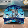 Maxcorners Fishing Blue Camo Lure Splash Personalized Name 3D Cap (12 Fish Species)