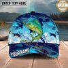 Maxcorners Fishing Blue Camo Lure Splash Personalized Name 3D Cap (12 Fish Species)