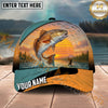 Maxcorners Fishing Sunset Angler Landscape Personalized Name 3D Cap (12 Fish Species)