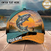 Maxcorners Fishing Sunset Angler Landscape Personalized Name 3D Cap (12 Fish Species)
