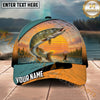 Maxcorners Fishing Sunset Angler Landscape Personalized Name 3D Cap (12 Fish Species)